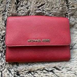 Dark Red Michael Kors Chain Wallet